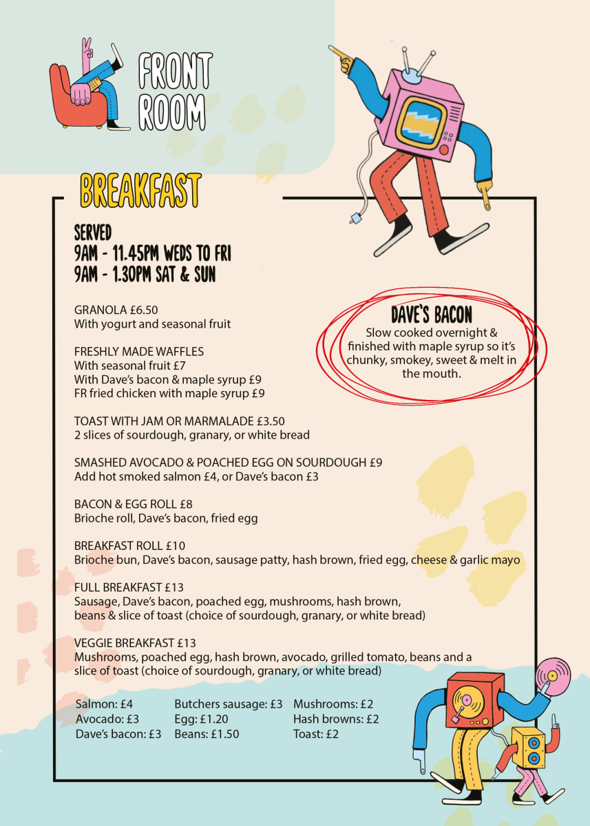 Front Room Breakfast Menu