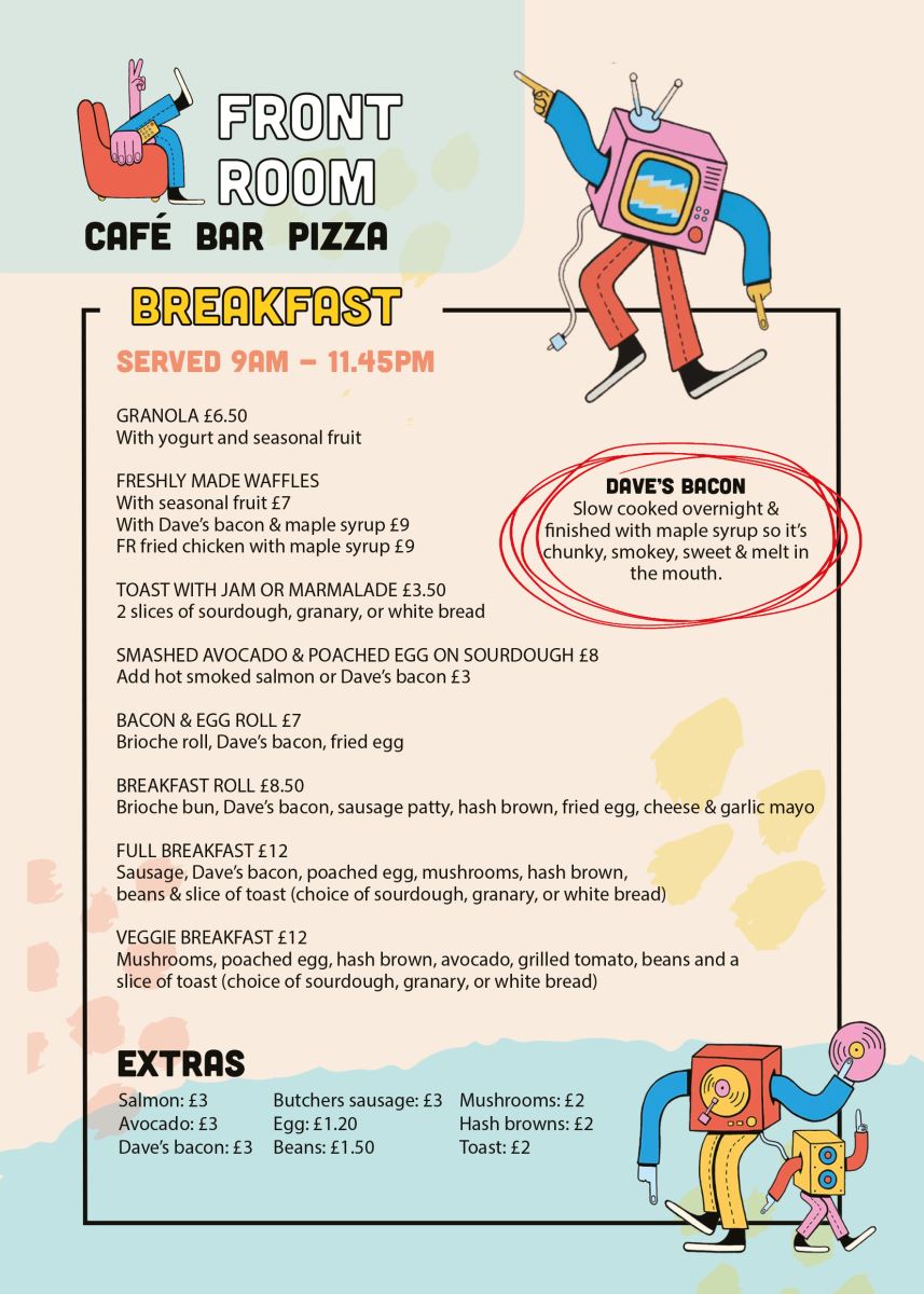 Front Room Breakfast Menu